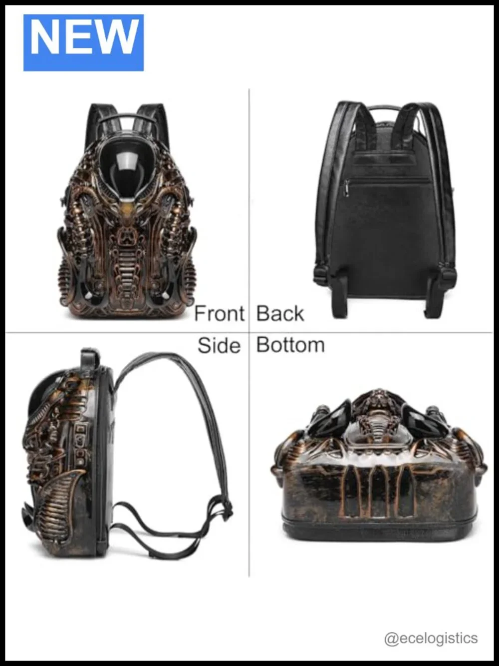 Alien Shape Novelty Faux Leather Backpack Purse Handbag Unisex Adults